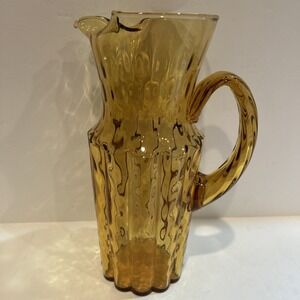 Vintage Yellow Glass Pitcher MCM 11.5"‎ Tall